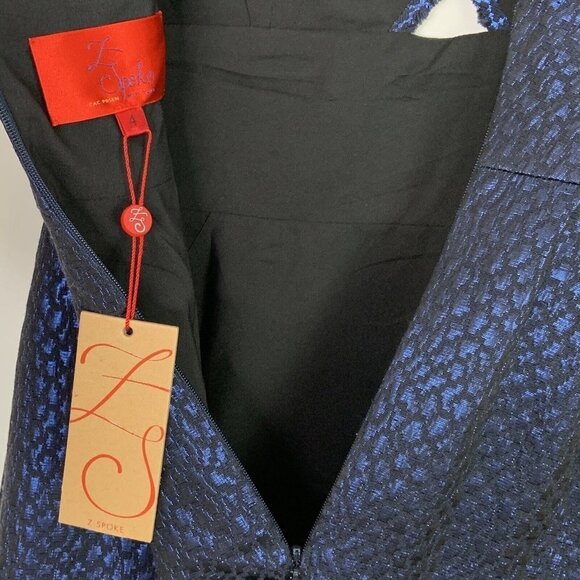 NEW Zac Posen Bodycon Dress Womens Size 4 Blue Metallic Cocktail Party - Picture 4 of 11
